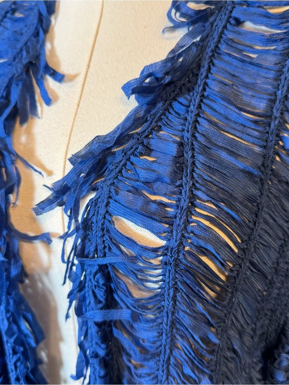Chicos Blue Fringe Cardigan Sweater Womens M